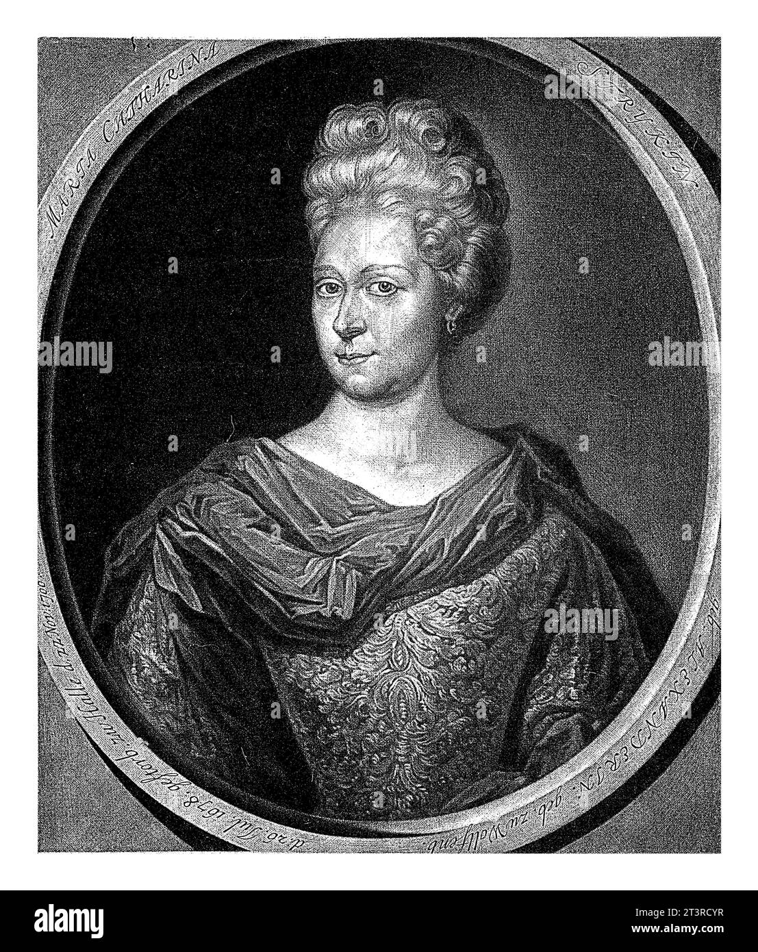 Ritratto di Martha Catharine Strykin, Pieter Schenk (i), 1700 - 1713, inciso vintage. Foto Stock