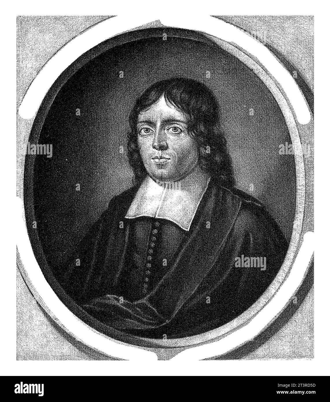 Ritratto del predicatore Anton Bynaeus, Pieter Schenk (i), 1670 - 1713, inciso vintage. Foto Stock