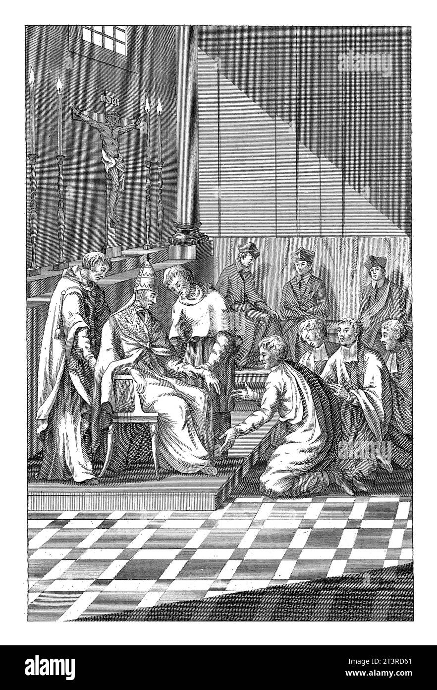 Papa ordina di sorvegliare la porta Santa, Jan Lucas van der Beek, 1763 - 1818, vintage inciso. Foto Stock