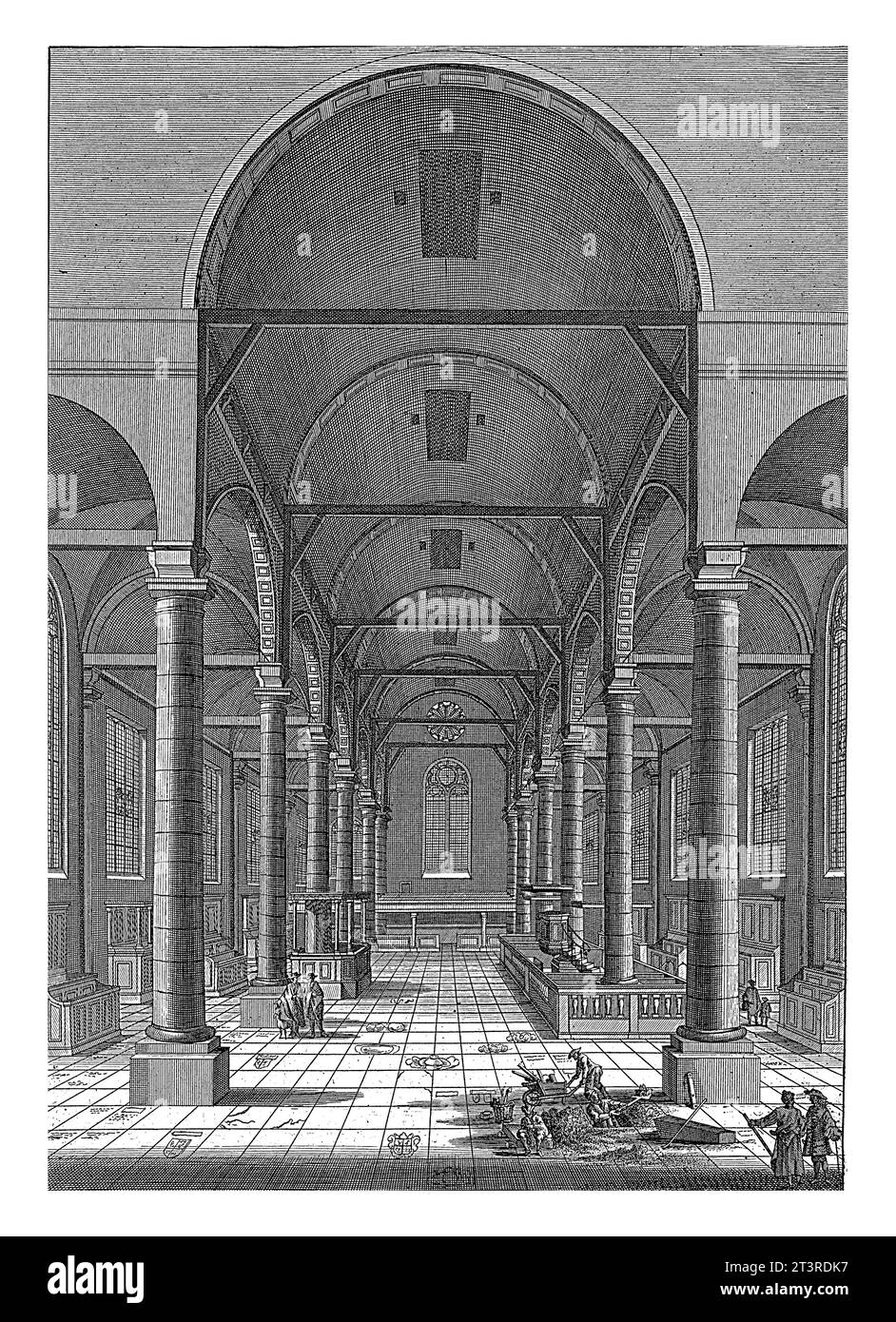 Interno della Zuiderkerk ad Amsterdam, guardando a sud, Jan Goeree, 1680 - 1731 l'interno della Zuiderkerk ad Amsterdam, guardando a sud. Nel per Foto Stock