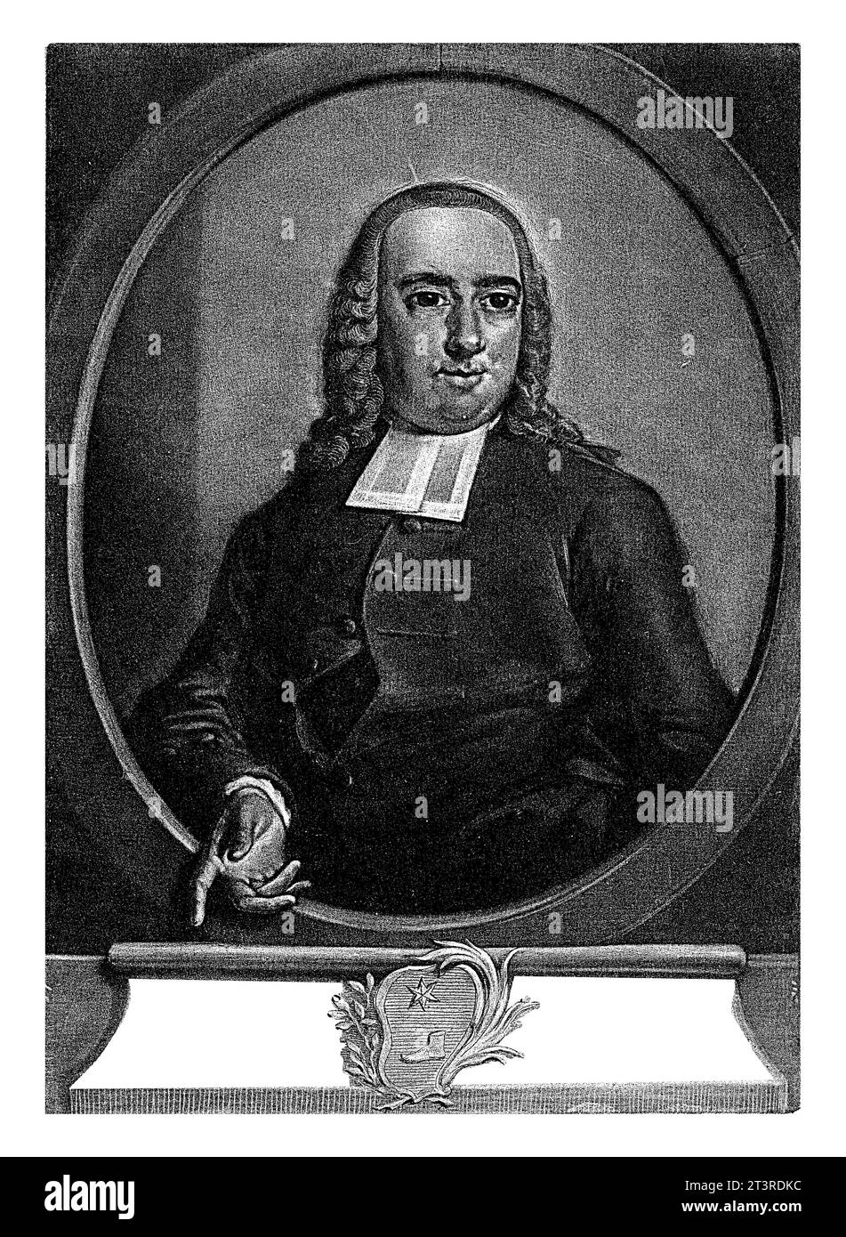 Ritratto del predicatore Willem Lodewijk Pielat, Aert Schouman, 1748 - 1792, vintage inciso. Foto Stock