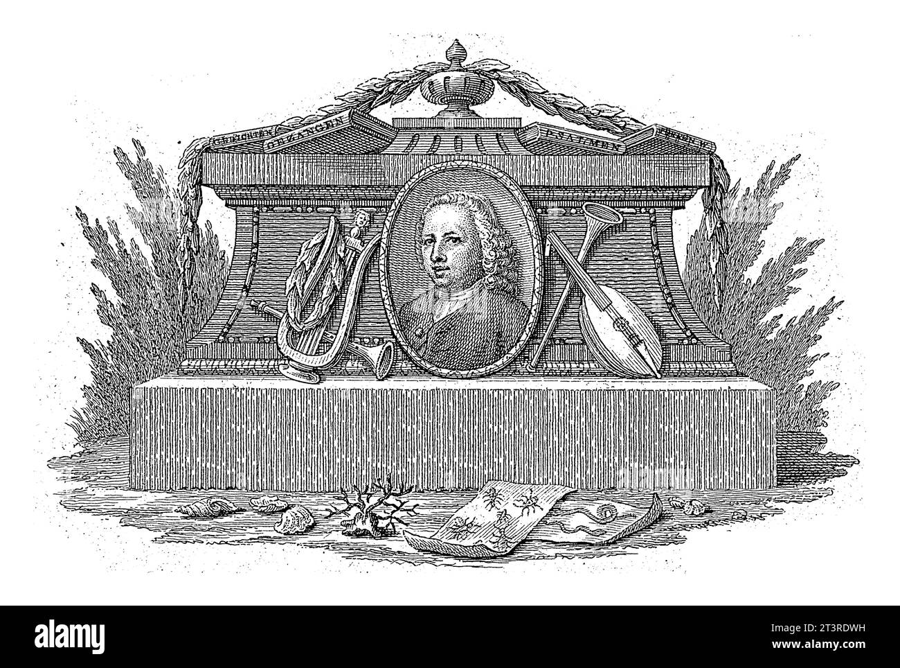 Memoriale di Johannes Eusebius Voet, Theodore King, monumento funerario allegorico del 1780 per Johannes Eusebius, poeta di inni spirituali. Foto Stock
