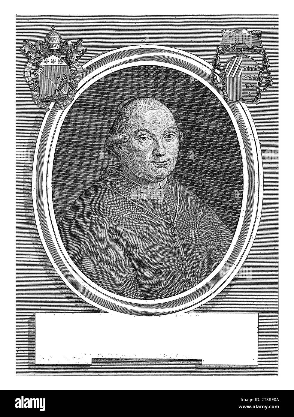 Ritratto del Cardinale Antonio Dugnani, Carlo Antonini, 1795 - 1805 in alto a sinistra e in alto a destra uno stemma. Foto Stock