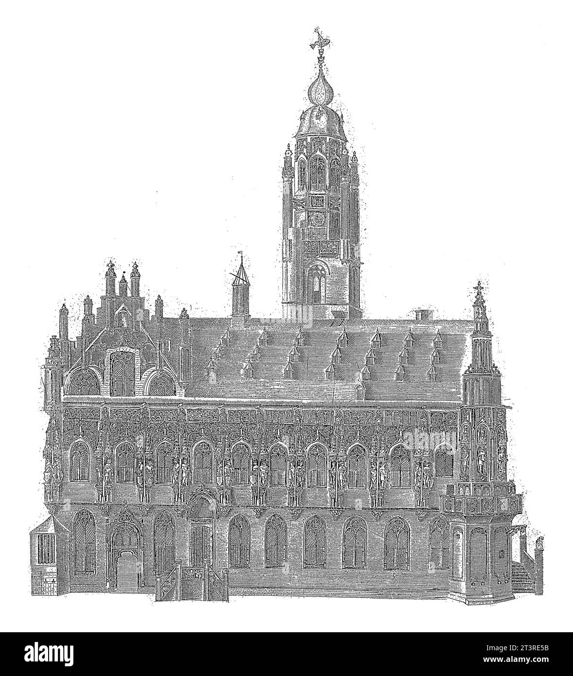 Vista del municipio di Middelburg, Pieter Bast, 1595 Vista del municipio di Middelburg, situato sul Markt. Foto Stock