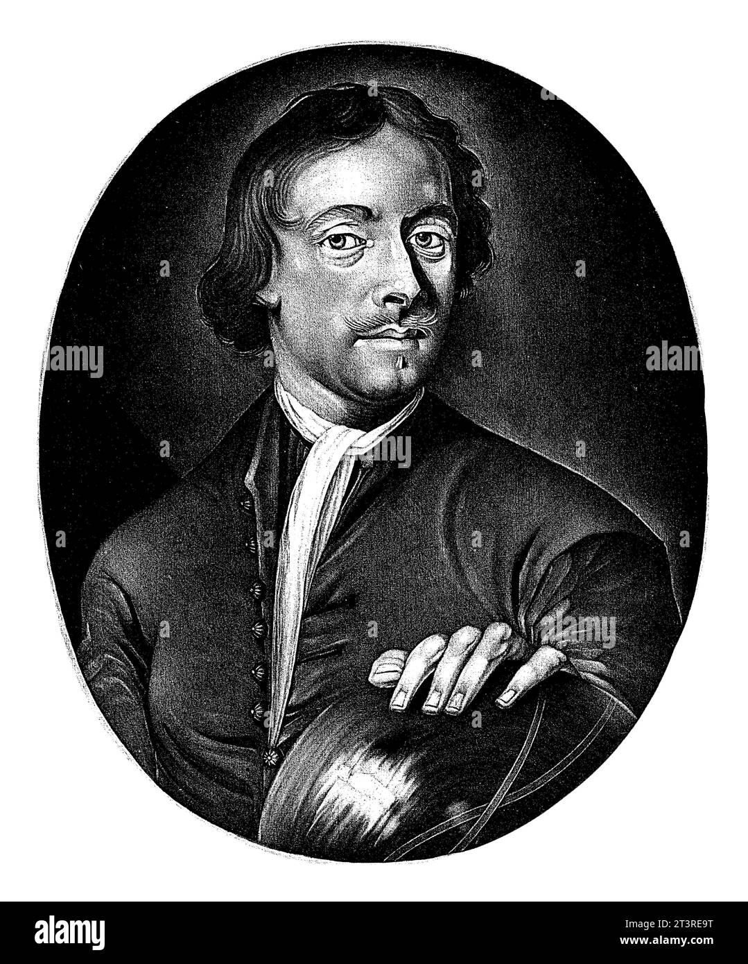 Lieuwe Willemsz. Graaf, Petrus Aeneae, dopo Johan Starrenberg, 1680 - 1700 Ritratto di Lieuwe Willemsz. Conte, marinaio, astronomo e minis mennoniti Foto Stock