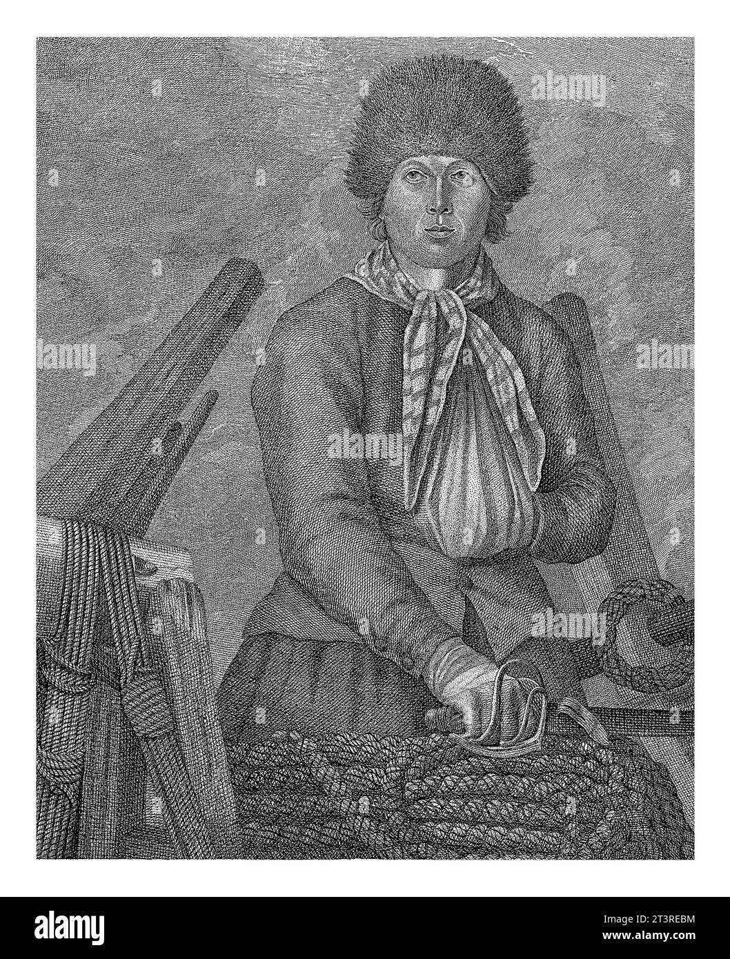 Ritratto di Christiaan Cornelis, George Kockers, dopo Jacob Perkois, 1794 Ritratto di Christiaan Cornelis, in piedi su una nave. Foto Stock