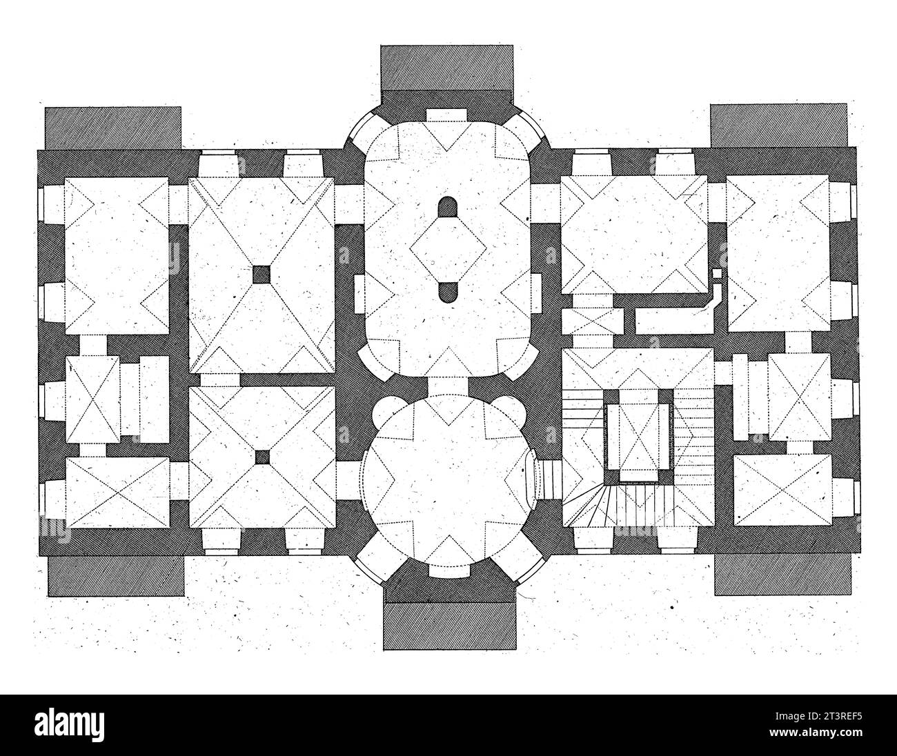 Pianta della cantina, Carl Albert von Lespilliez, dopo Francois de Cuvillies (Sr.), piano 1745 del seminterrato di una casa di campagna. Foto Stock