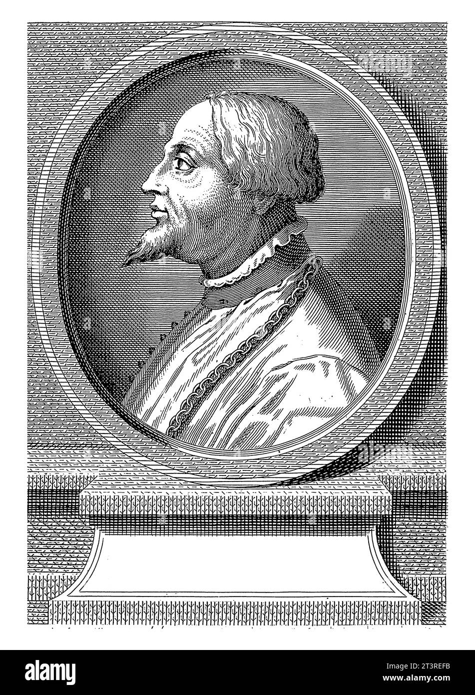 Ritratto di Gian Galeazzo Visconti, Michel Aubert, dopo sconosciuto, 1755, inciso vintage. Foto Stock