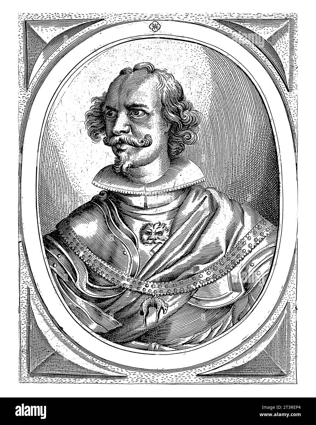 Portret van Francesco Filomarino, prins van Rocca d'aspro, Giovanni Merlo, c. 1636 - c. 1699, inciso d'epoca. Foto Stock
