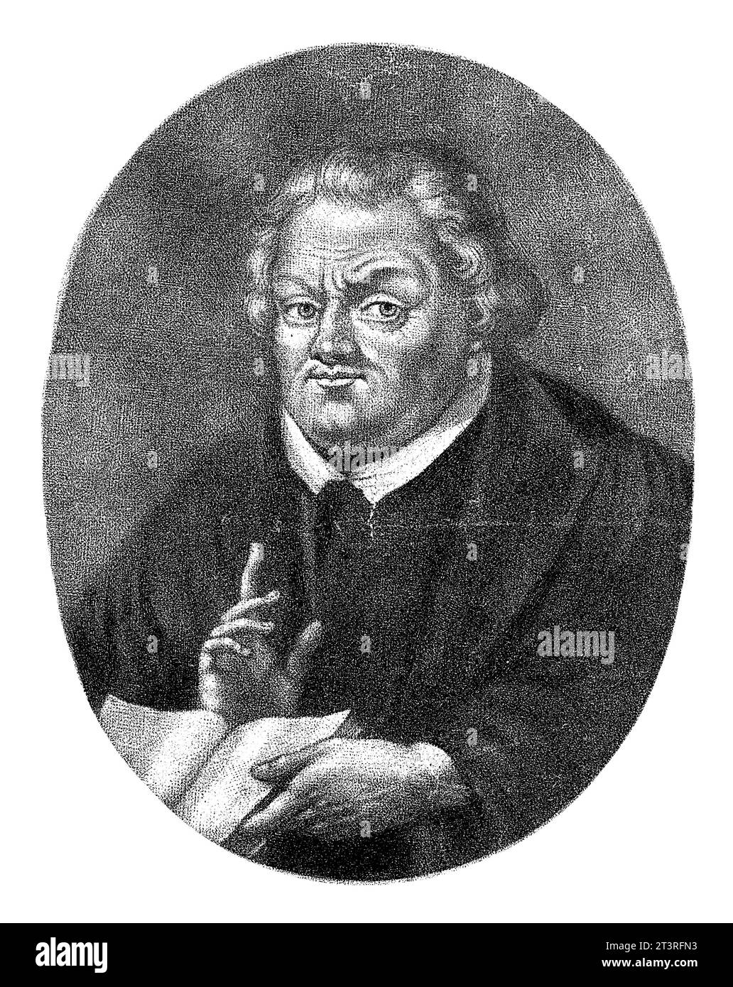 Ritratto di Martin Lutero, Pieter Schenk (i), 1670 - 1713 il teologo Martin Lutero tiene in mano un libro aperto. Foto Stock