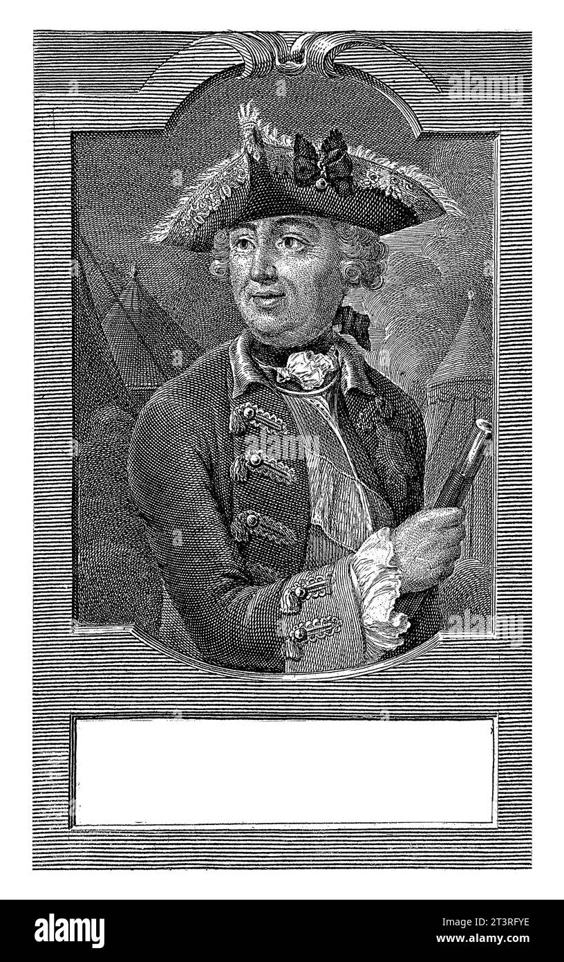 Ritratto di Jacob Keith, Christian Friedrich Fritzsch, 1729 - 1774 busto di ritratto a destra del generale Jacob Keith con punto a tre lati sull'He Foto Stock