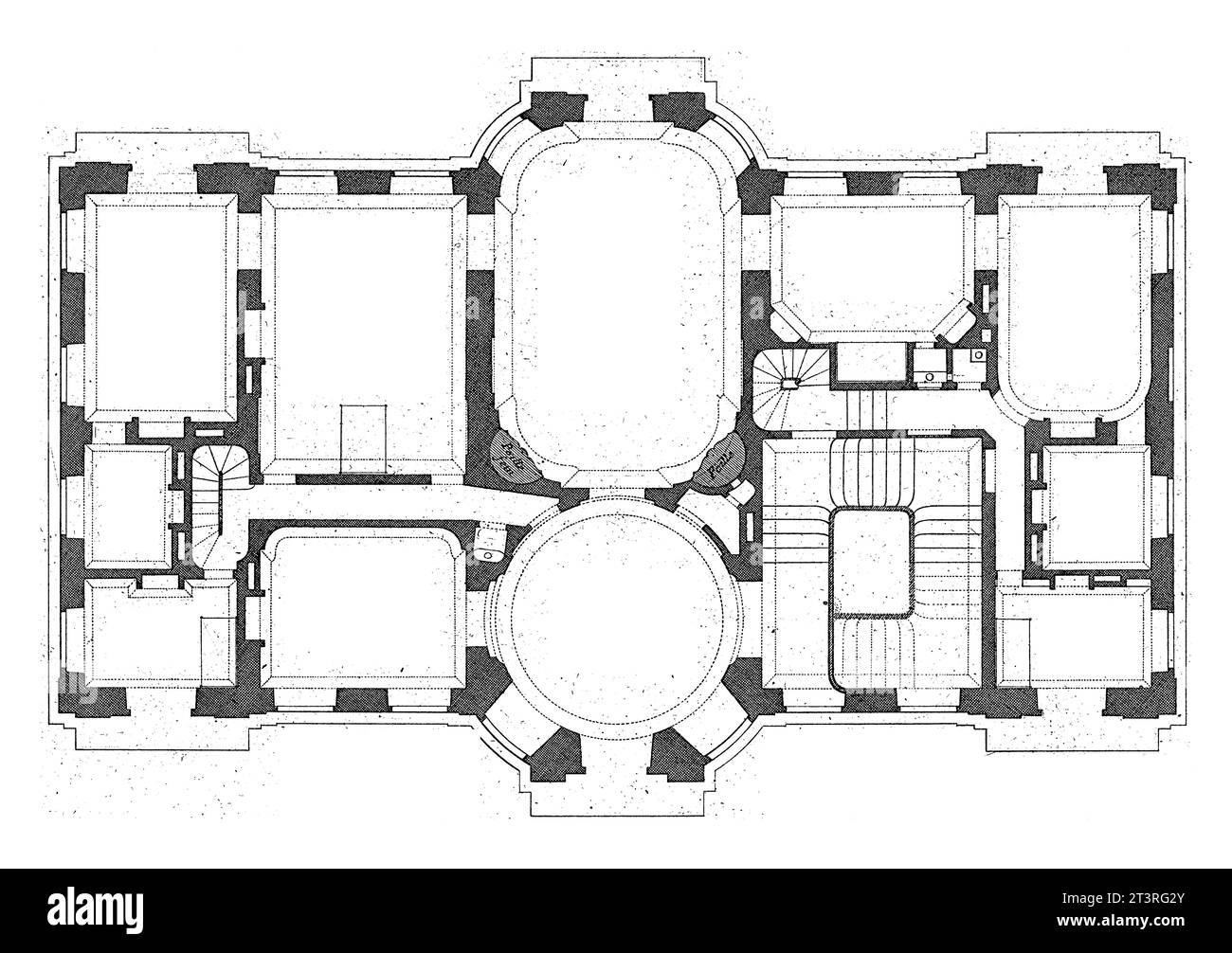 Primo piano, Carl Albert von Lespilliez, dopo Francois de Cuvillies (Sr.), 1745 Mappa del primo piano di una casa di campagna. Foto Stock