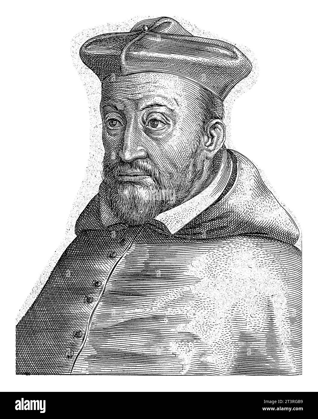 Ritratto del cardinale francese Georges d'Armagnac, Frans van den Wijngaerde, 1644, vintage inciso. Foto Stock