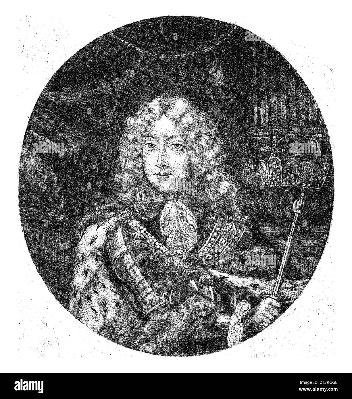 Ritratto dell'imperatore Giuseppe i, Pieter Schenk (i), 1690 - 1713 Ritratto di Giuseppe i, imperatore del Sacro Romano Impero e re d'Ungheria. Foto Stock