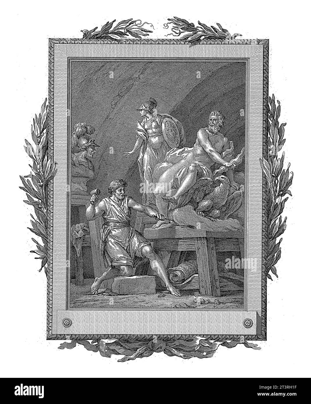 Philokles trova conforto nel suo lavoro, Jean-Baptiste Tilliard, dopo che Charles Monnet, 1785 condannato alla povertà, Philokles lavora su una statua di Giove i Foto Stock