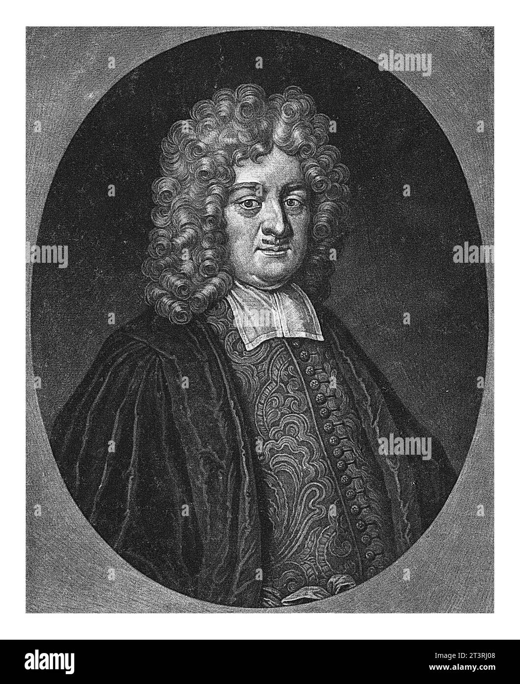 Ritratto del teologo Benjamin Ursinus, Pieter Schenk (i), 1705, vintage inciso. Foto Stock