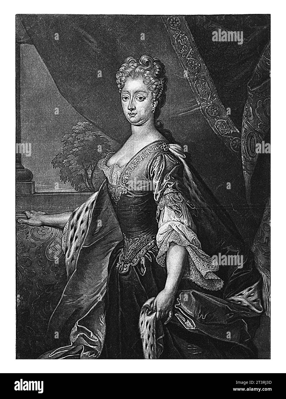 Ritratto di Ebardina Sophia della Frisia orientale, Pieter Schenk (i), 1700 - 1713 Foto Stock