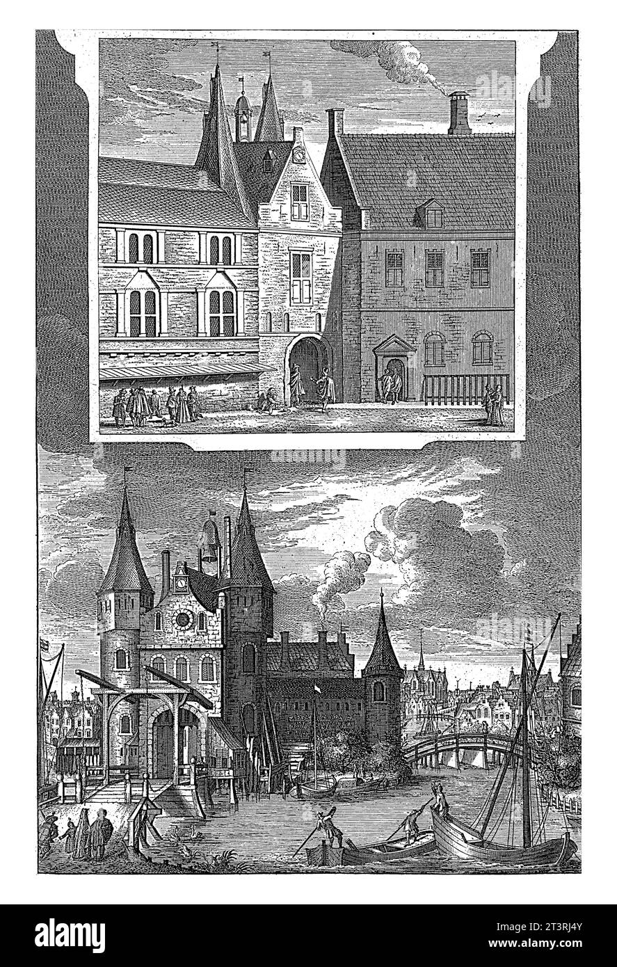 Regulierspoort e l'inn de Munt ad Amsterdam, Jan Goeree, dopo l'ignoto, 1782 due scene con vista sul Regulierspoort (dentro e fuori) e sul Foto Stock