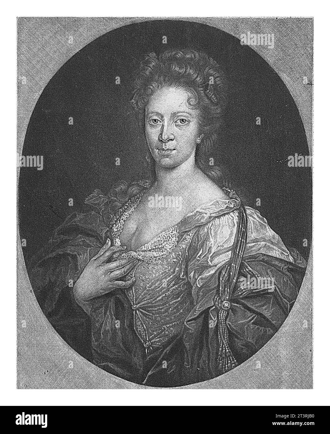 Ritratto di Elisabeth Juliana Wermuth, Pieter Schenk (i), 1701 Elisabeth Juliana Wermuth all'età di 30 anni. Moglie del medaglista Christian Wermuth. Foto Stock