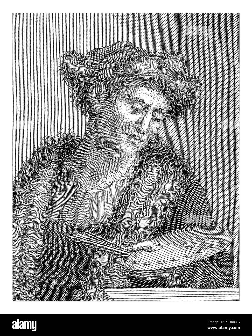 Ritratto dell'artista Jan van Eyck, Giovanni Battista Cecchi, dopo Ignazio Enrico Hugford, dopo Joachim von Sandrart, 1769 - 1775 Foto Stock