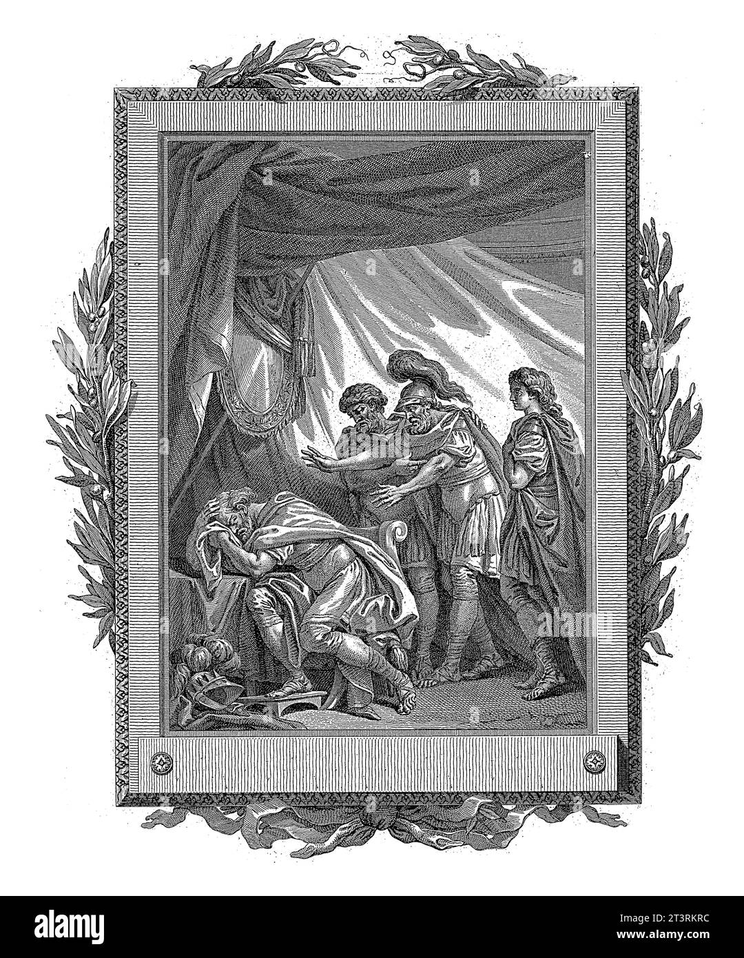 Telemaco, Filoctete e Diomede confortano Nestore dopo la perdita di suo figlio, Jean-Baptiste Tilliard, dopo Charles Monnet, 1785 Nestor, seduto a Foto Stock