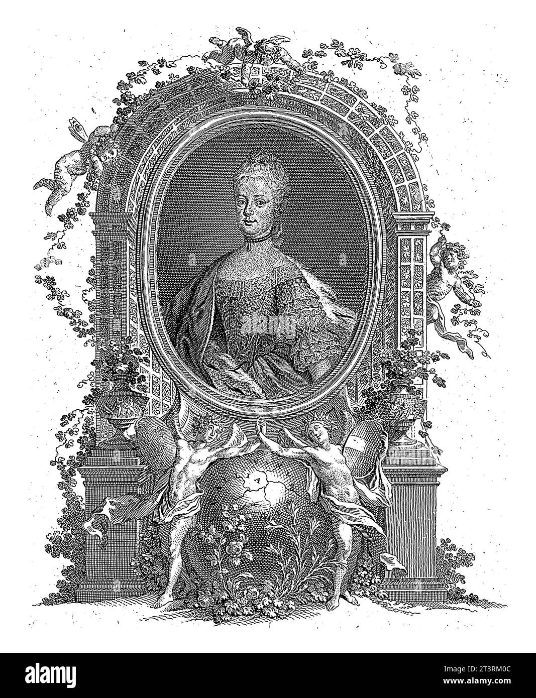 Ritratto di Maria Antonietta d'Austria, Johann Esaias Nilson, dopo John Michael Millitz, 1770 - 1788, inciso vintage. Foto Stock