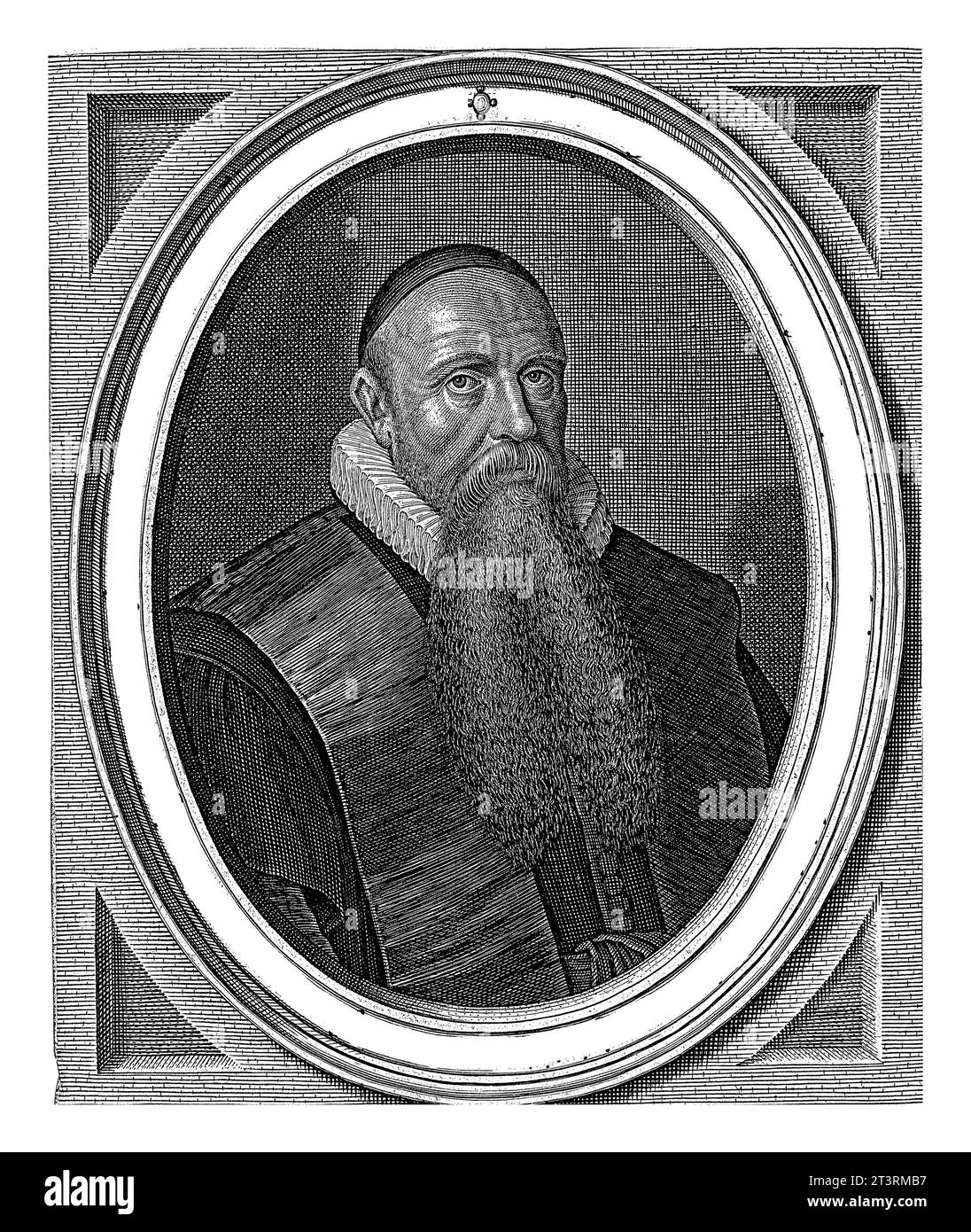 Ritratto di Jacobus Trigland all'età di 53 anni, Willem Jacobsz. Delff, 1636 Ritratto del teologo Jacobus Trigland all'età di 53 anni, kneepad in piedi Foto Stock