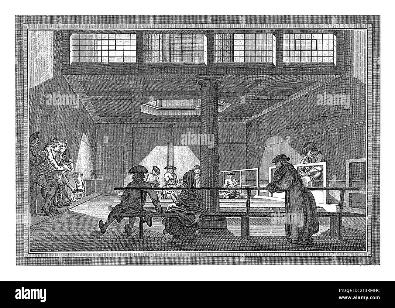 Incontro dei quaccheri, Caspar Jacobsz. Philips, dopo Pieter Wagenaar (II), 1780 Un gruppo di quaccheri si incontra in una chiesa di Amsterdam. Foto Stock