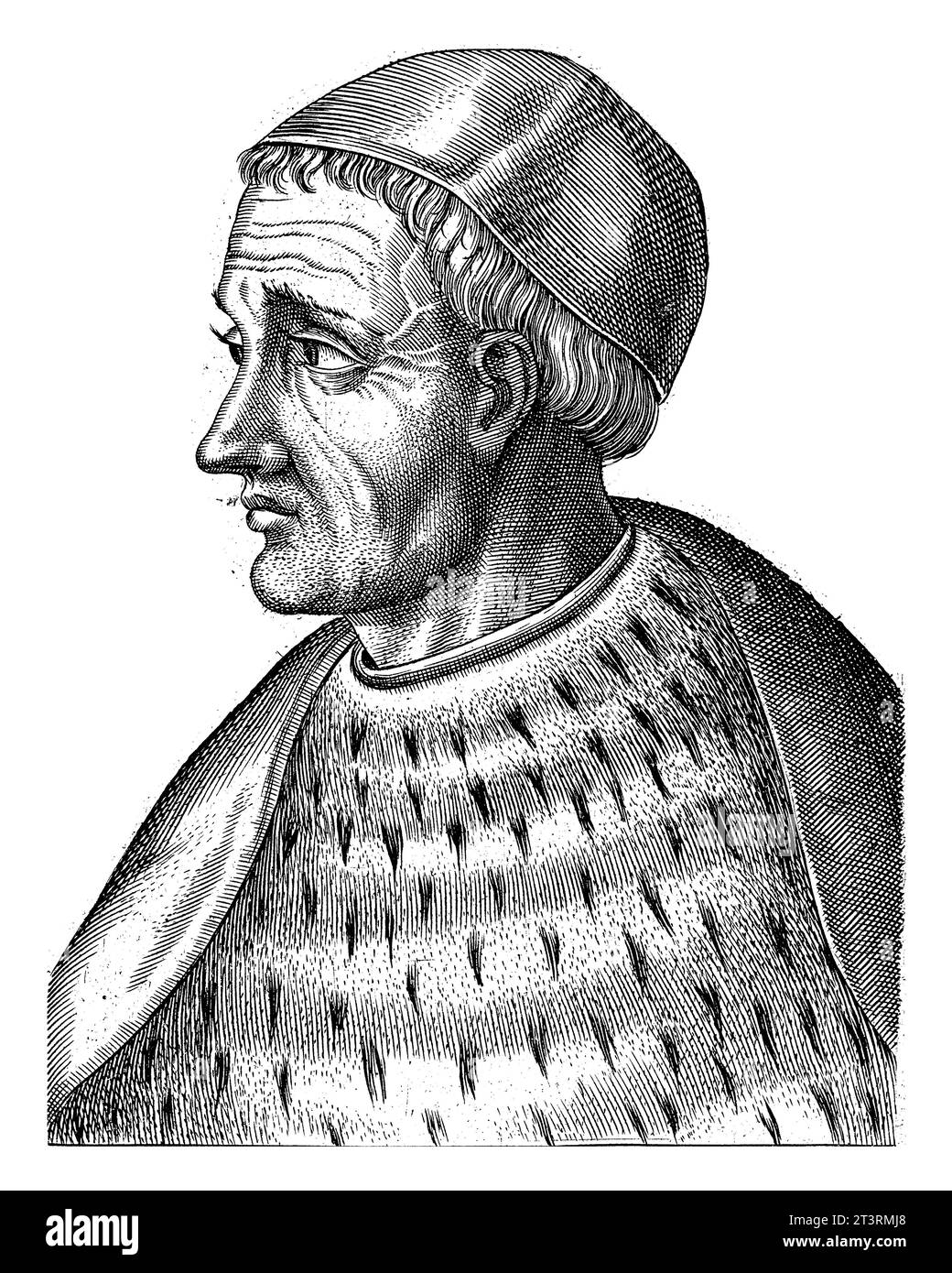 Ritratto del cardinale francese Pierre d'Ailly, Frans van den Wijngaerde, 1644, vintage inciso. Foto Stock