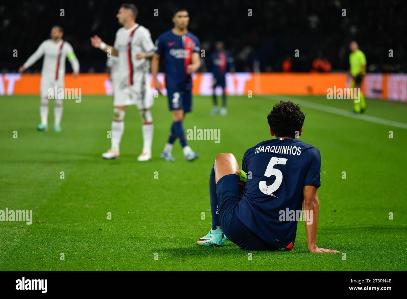 Parigi, Francia. 25 ottobre 2023. Julien Mattia/le Pictorium - partita PSG - AC Milan - 25/10/2023 - Francia/Ile-de-France (regione)/Parigi - Marquinhos durante la terza partita del gruppo F di Champions League tra PSG e AC Milan al Parc de Princes il 25 ottobre 2023. Crediti: LE PICTORIUM/Alamy Live News Foto Stock