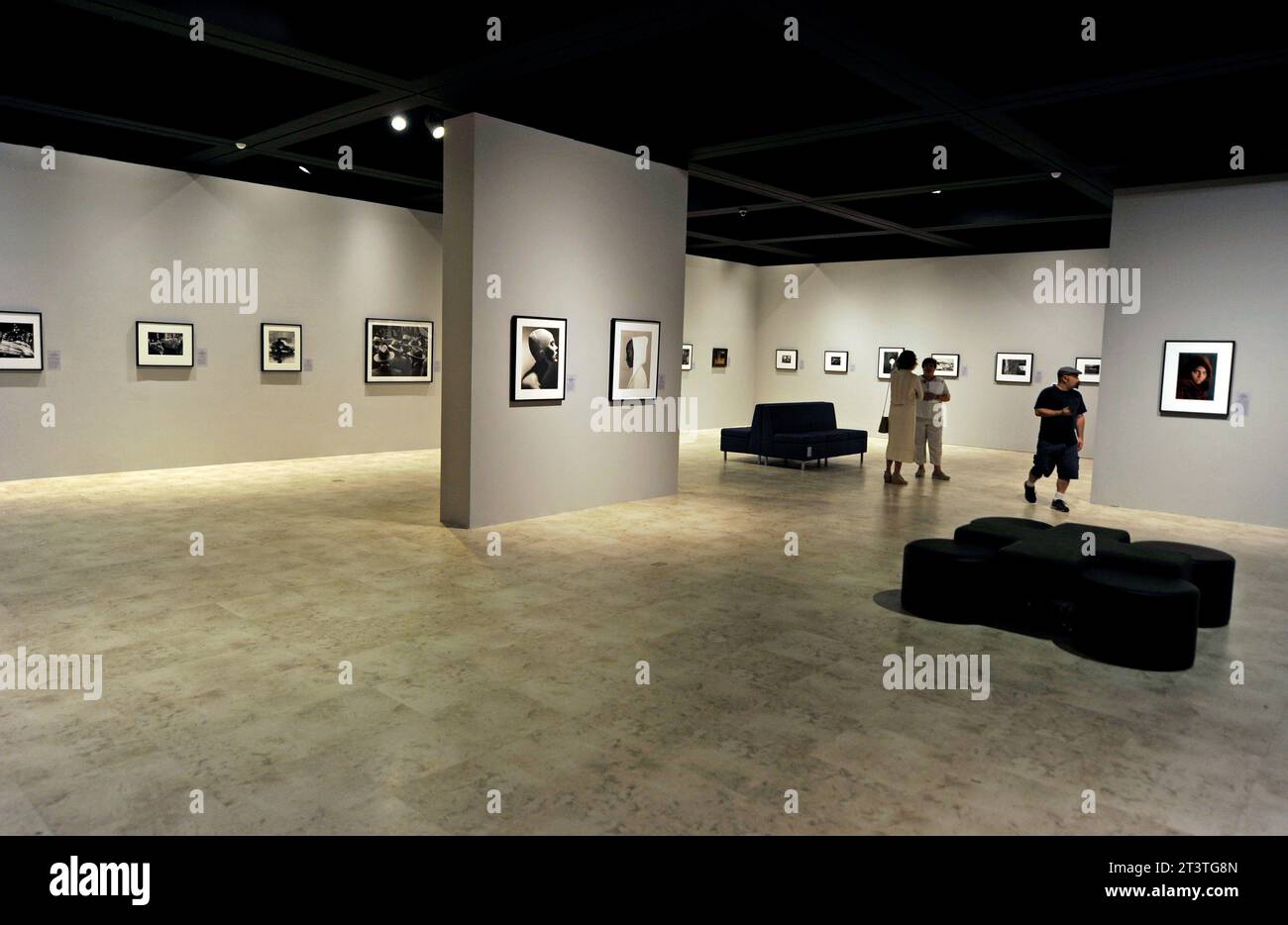 Persone che partecipano alla mostra Power of Photography al Bowers Museum, Santa Ana, California, USA Foto Stock