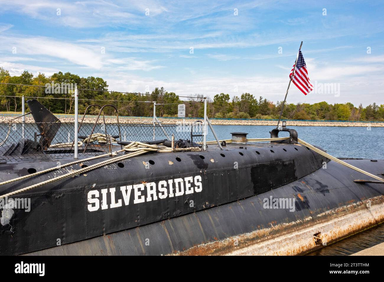 Muskegon, Michigan - la USS Silversides, un sottomarino classe Gato della seconda guerra mondiale, presso l'USS Silversides Submarine Museum. Foto Stock