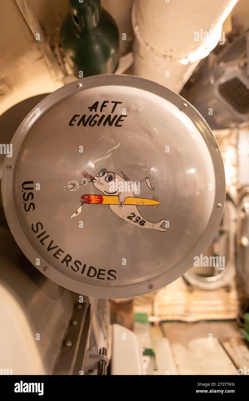 Muskegon, Michigan - la USS Silversides, un sottomarino classe Gato della seconda guerra mondiale, presso l'USS Silversides Submarine Museum. Foto Stock