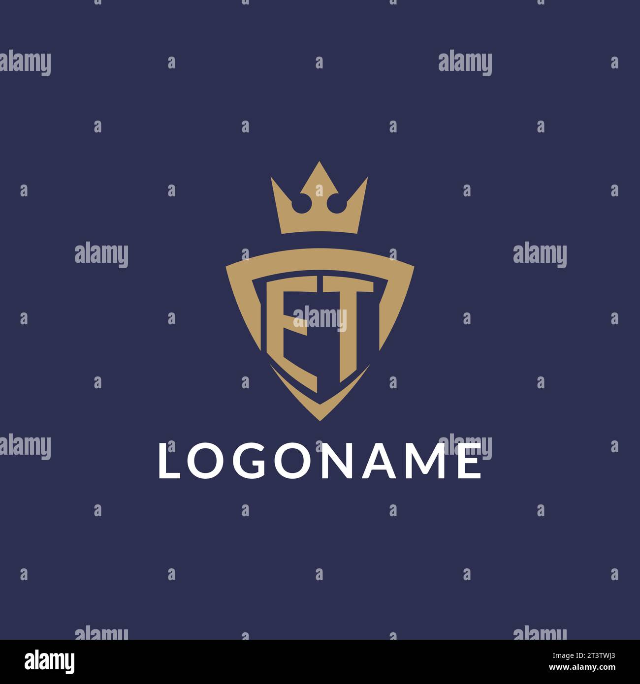 Logo ET con scudo e corona, file vettoriale stile logo iniziale monogramma Illustrazione Vettoriale