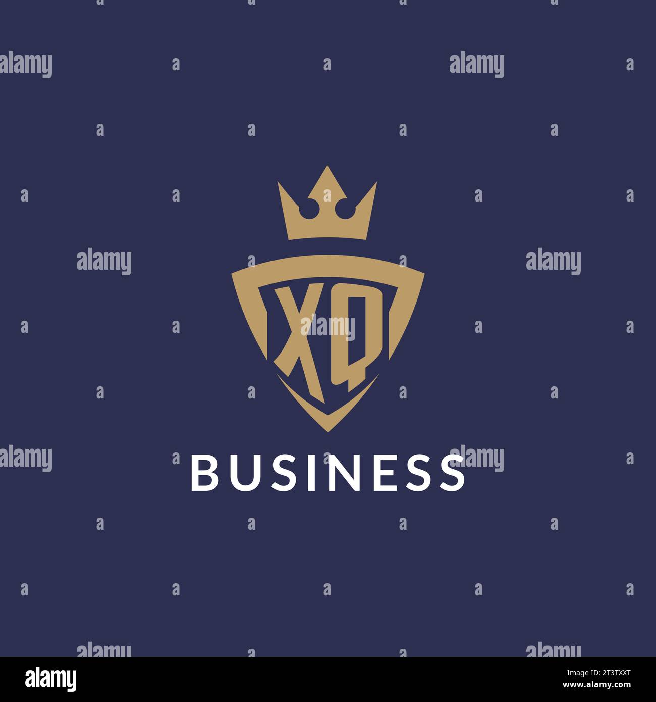 Logo XQ con scudo e corona, file vettoriale stile logo iniziale monogramma Illustrazione Vettoriale