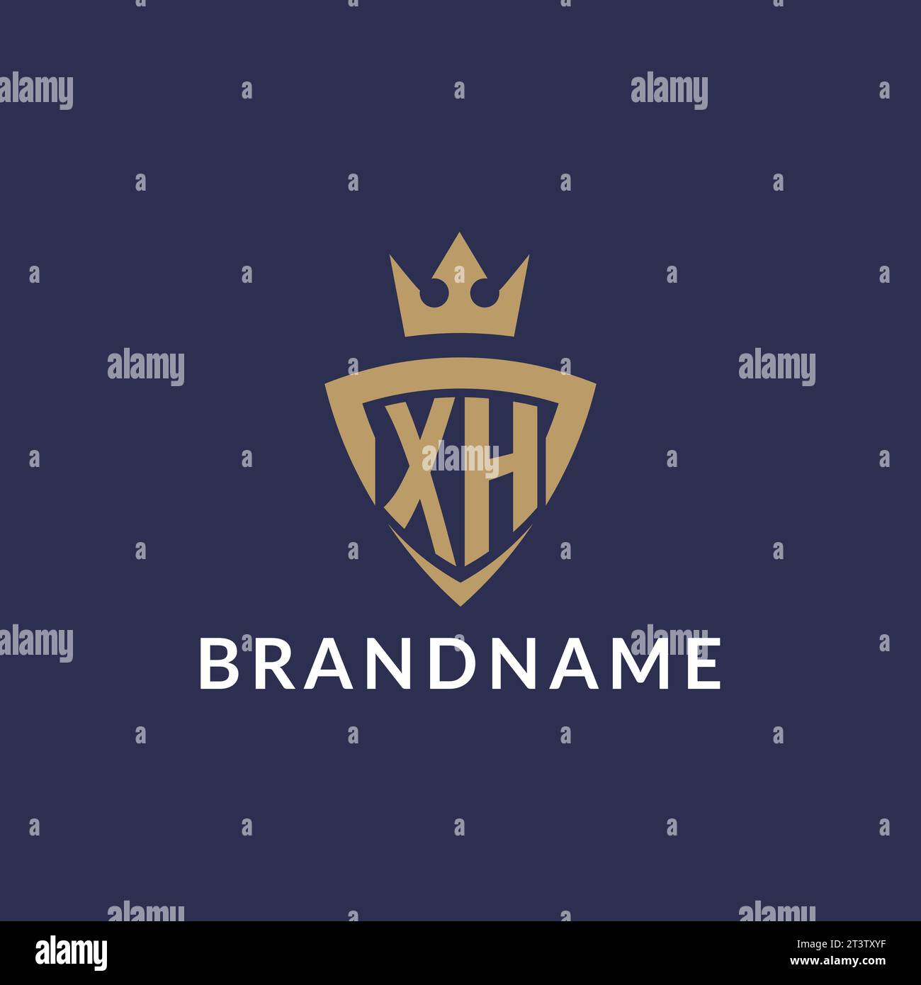 Logo XH con scudo e corona, file vettoriale stile logo iniziale monogramma Illustrazione Vettoriale