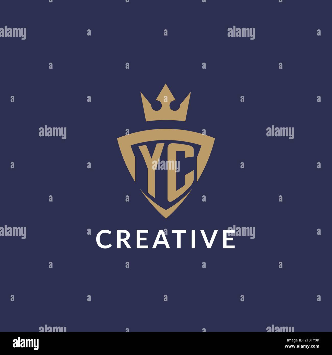Logo YC con scudo e corona, file vettoriale stile logo iniziale monogramma Illustrazione Vettoriale