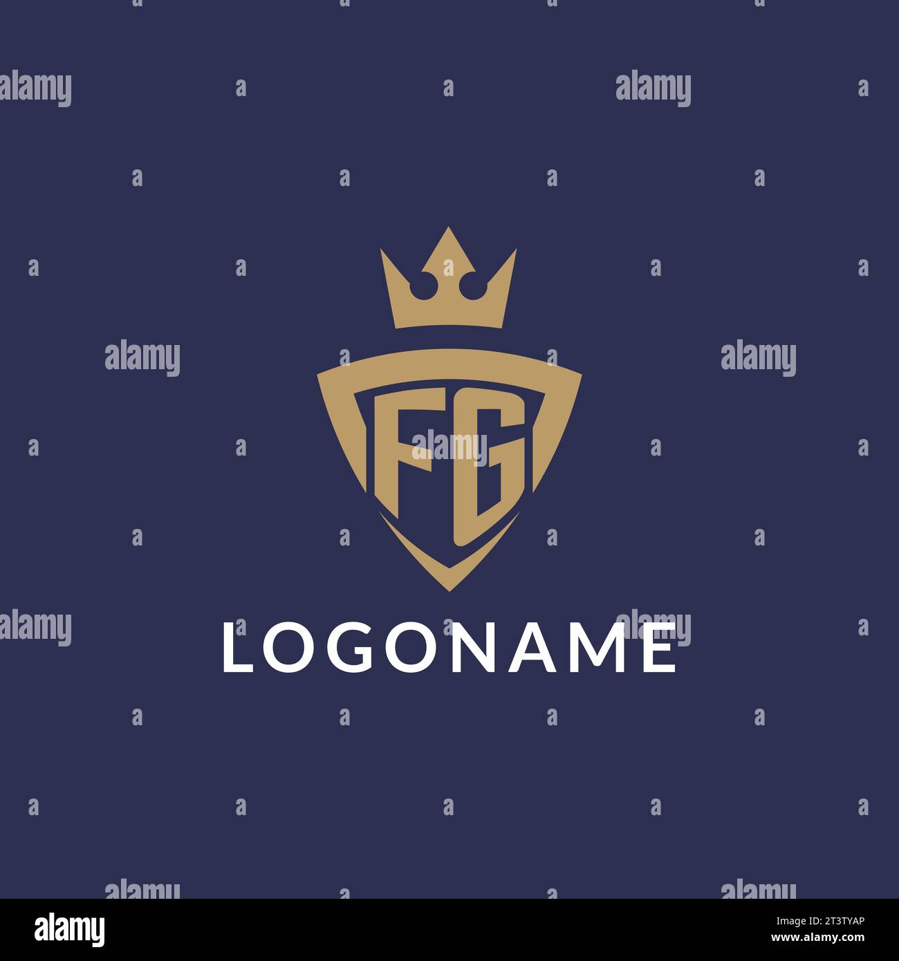 Logo FG con scudo e corona, file vettoriale stile logo iniziale monogramma Illustrazione Vettoriale