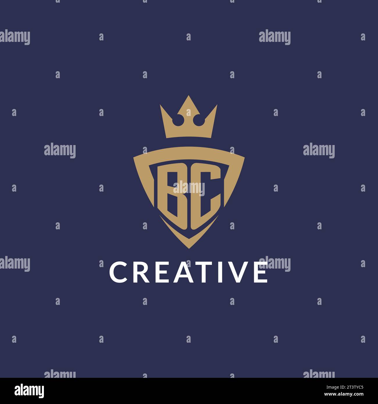 Logo BC con scudo e corona, file vettoriale stile logo iniziale monogramma Illustrazione Vettoriale