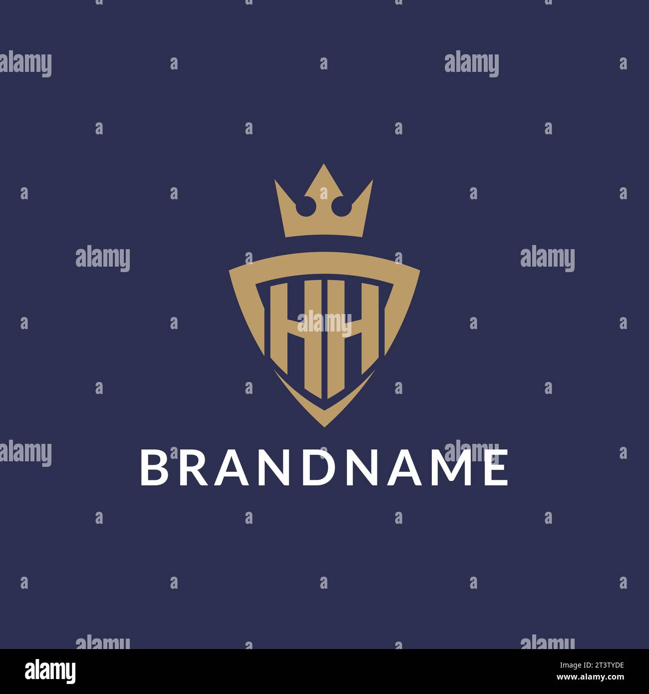 Logo HH con scudo e corona, file vettoriale stile logo iniziale monogramma Illustrazione Vettoriale