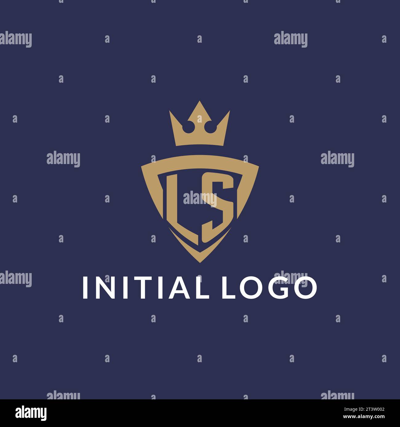 Logo LS con scudo e corona, file vettoriale stile logo iniziale monogramma Illustrazione Vettoriale