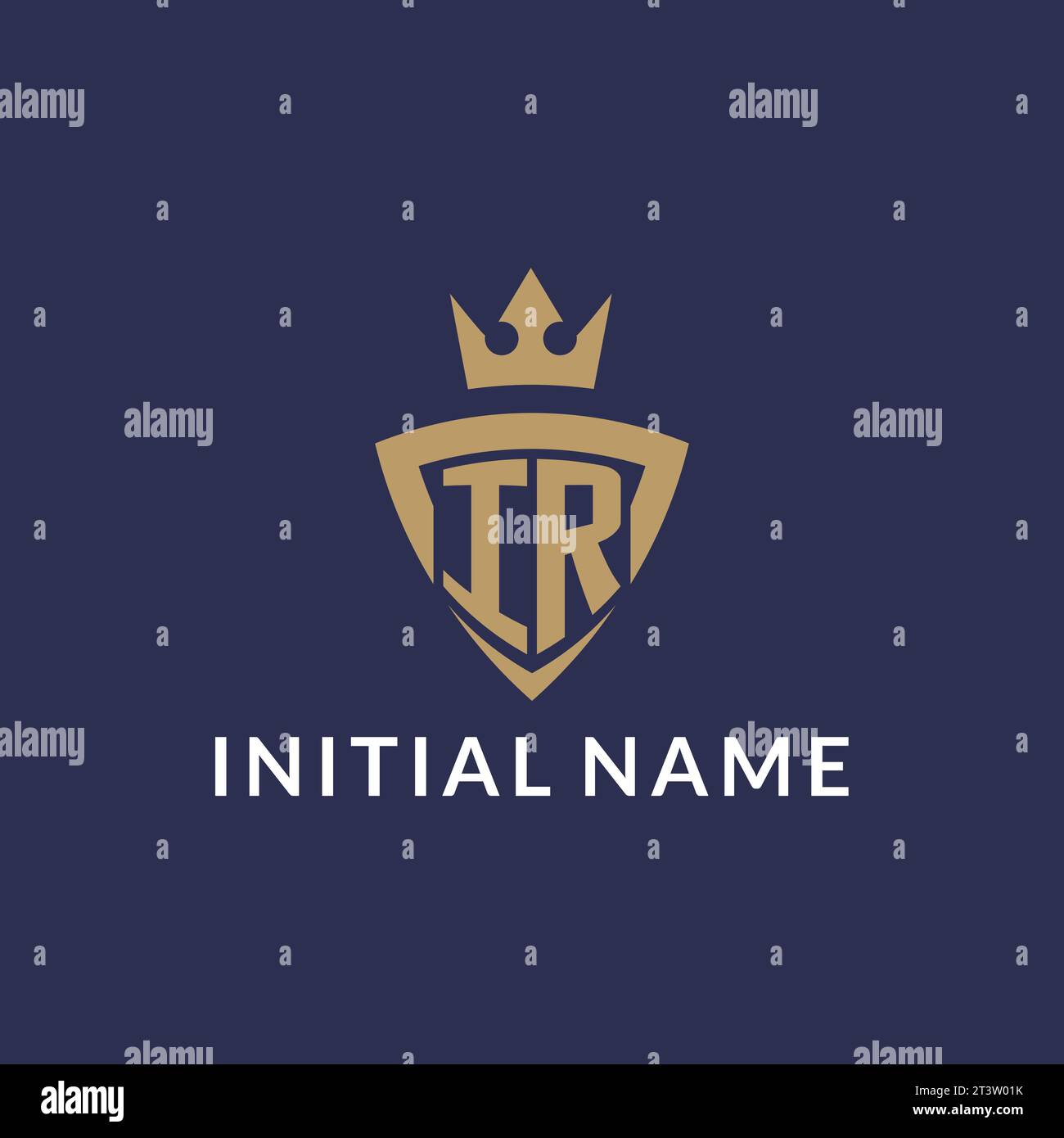 Logo IR con scudo e corona, file vettoriale stile logo iniziale monogramma Illustrazione Vettoriale