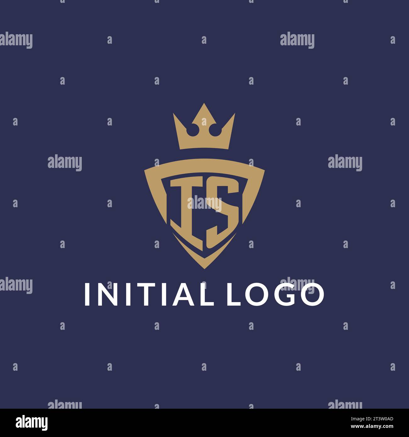 Logo con scudo e corona, file vettoriale stile logo iniziale monogramma Illustrazione Vettoriale