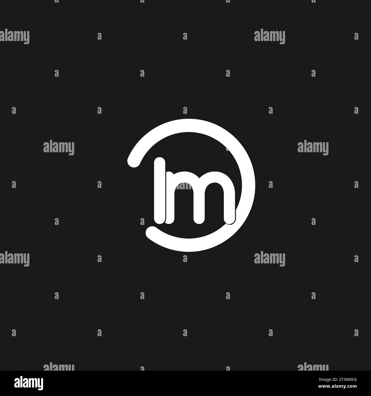 Monogramma con logo LM con semplici cerchi, linee e grafica vettoriale Illustrazione Vettoriale