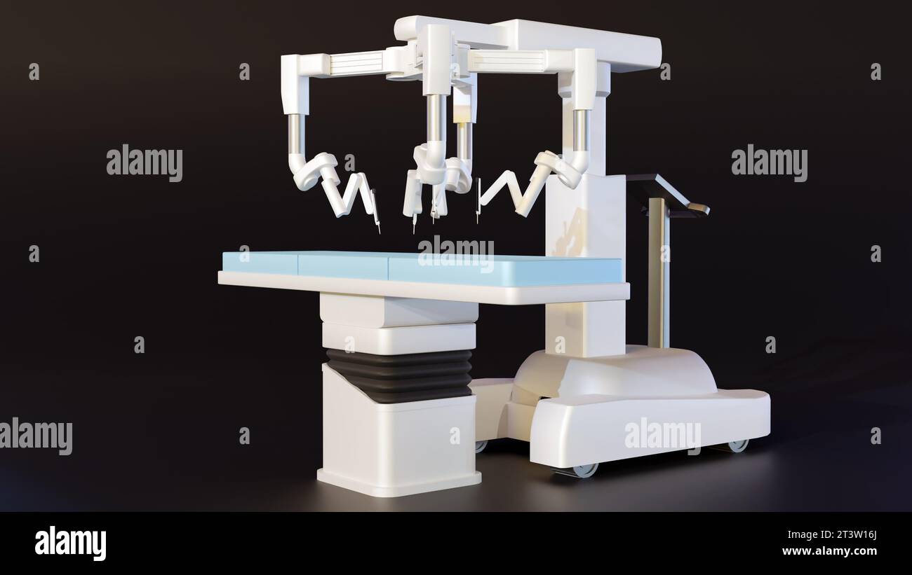 Il sistema chirurgico da Vinci è un sistema chirurgico robotico che utilizza un approccio chirurgico minimamente invasivo. Foto Stock