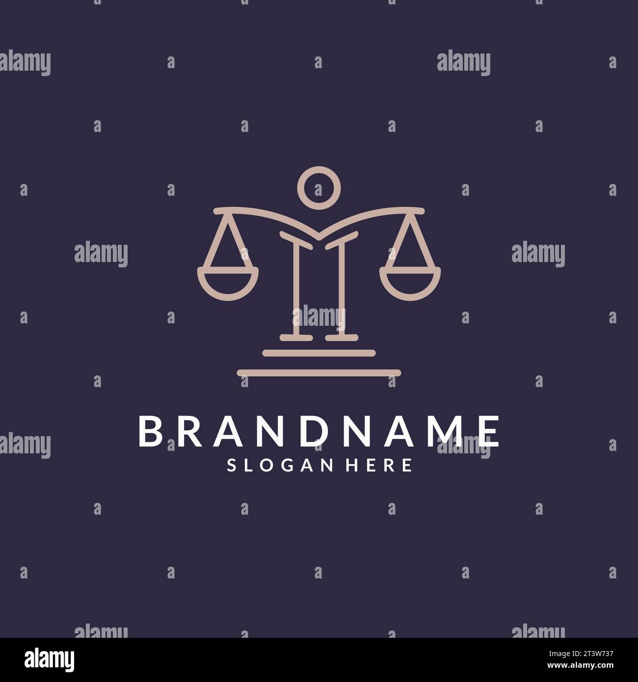 II iniziali combinate con le scale dell'icona della giustizia, ispirazione per il design degli studi legali in uno stile moderno e lussuoso, grafica vettoriale Illustrazione Vettoriale