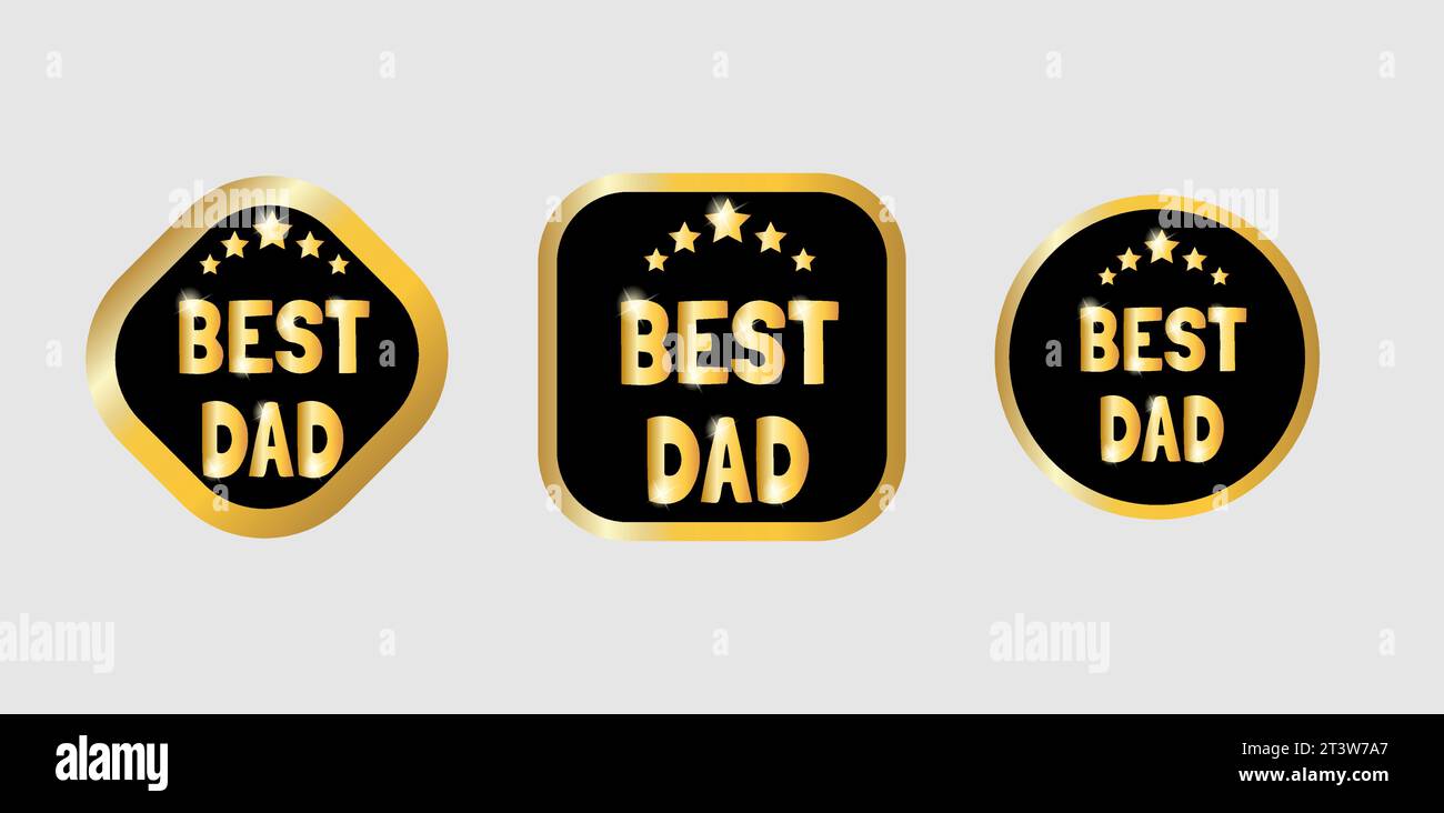 Colleziona tre distintivi dorati "Best dad". Illustrazione vettoriale Illustrazione Vettoriale