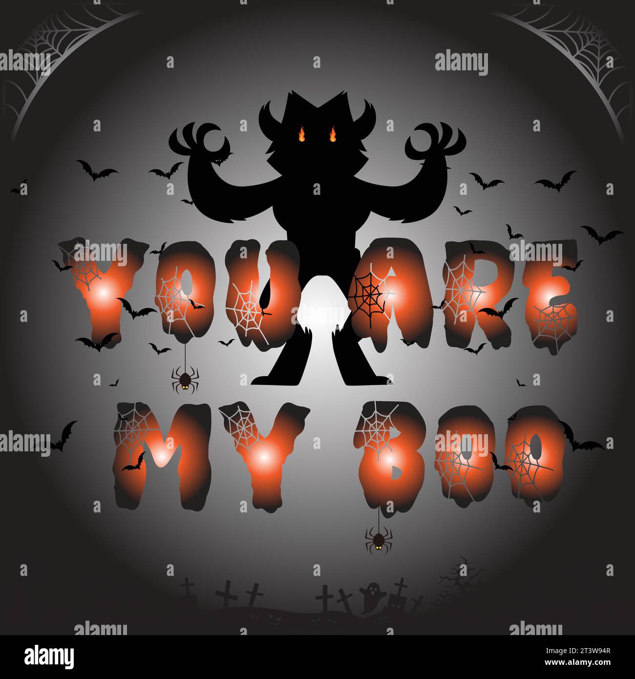 The Halloween Horror Witch Design with Bats Illustrazione Vettoriale
