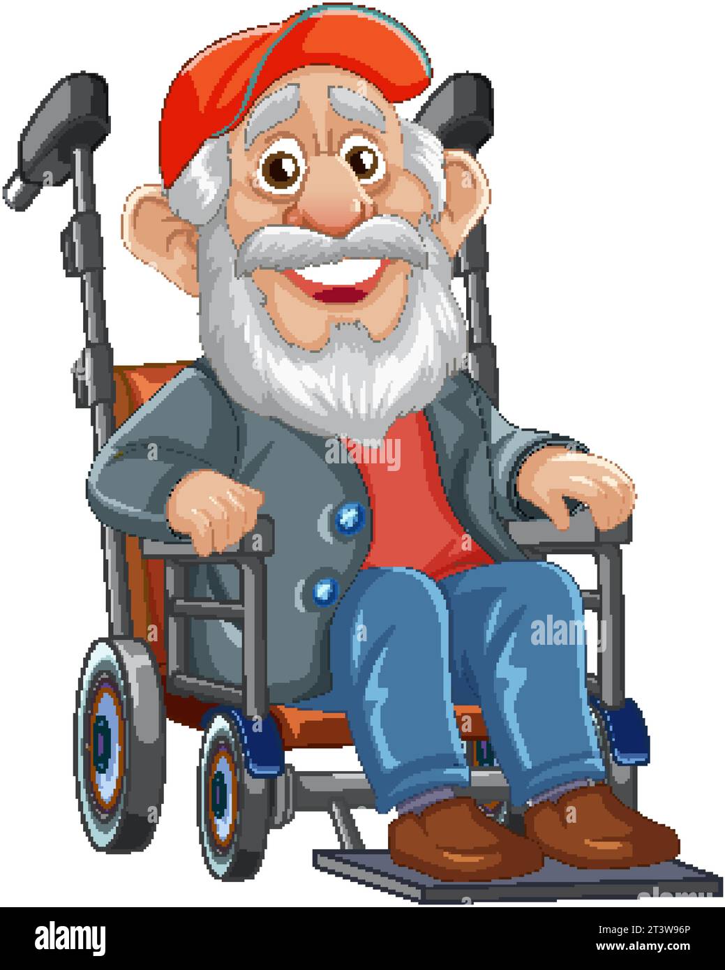 Illustrazione vettoriale di un nonno seduto su una sedia a rotelle Illustrazione Vettoriale