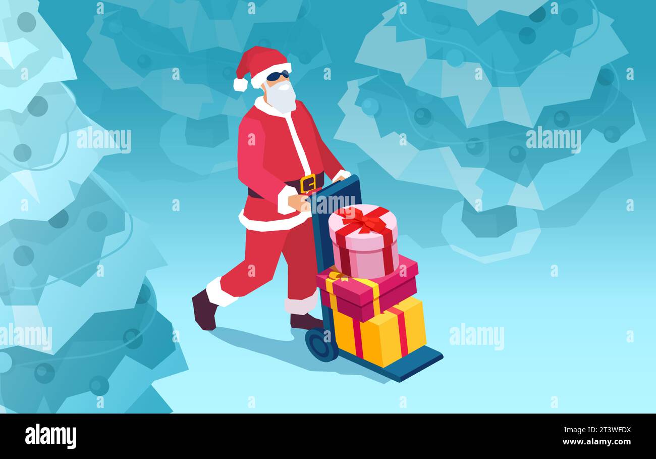 Vector of a cool Babbo Natale che regala regali di Natale Illustrazione Vettoriale